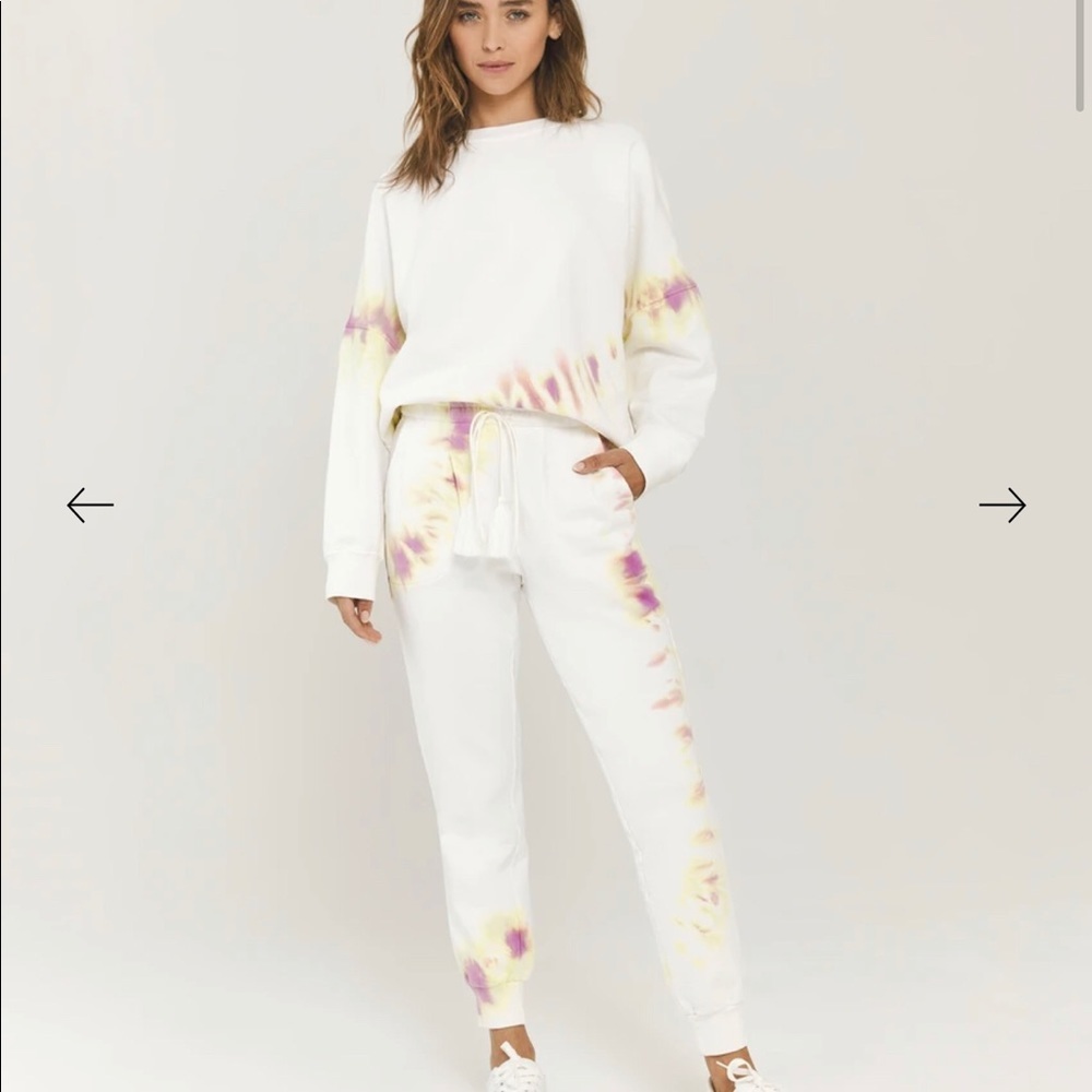 Something Navy White Tie-Dye Track Joggers and sweatshirt Set